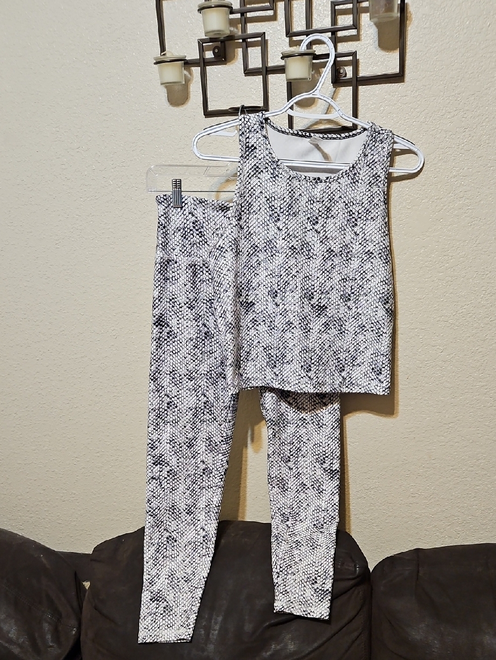 Balance Collection Black and White Snake-Print Tank Top & Leggings Set